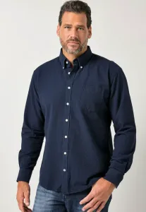 Рубашка из сирсакера с длинными рукавами и воротником на пуговицах, современный крой. Jp1880, Navy Blue