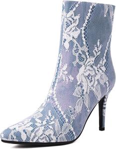 Женские ботильоны MRKEWUNEY на шпильке с молнией, зауженный носок, осенние ботинки для вечеринок, 374 Dark Blue