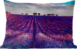 Подушка для улицы - масляная краска - цветочный дизайн - 60 x 40 см - водонепроницаемая - подушка для отдыха - декоративная подушка - подушка для дома MuchoWow