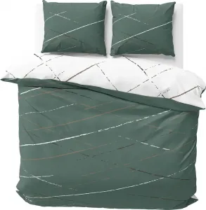 Постельное белье 200x200 см, пододеяльник из хлопка в зеленую и белую полоску, двухстороннее постельное белье из поликоттона с застежкой-молнией Visaggio