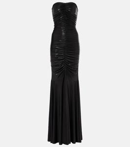 Платье из ламе с рюшами Norma Kamali, черный