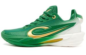 QIAODAN Баскетбольные кроссовки Fang Ci RISE 2.0 с амортизацией, защитой отскока, суперлегкие, дышащие, низкие, мужские, зелено-золотые