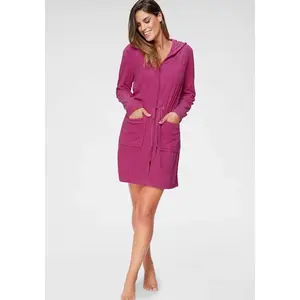 Мой домашний женский халат Nela, идеально подходит для сауны и спа, отельный халат, утренний халат, 1 шт., однотонный, короткий, с шнурком и карманами, размеры XS-3XL My Home, розовый