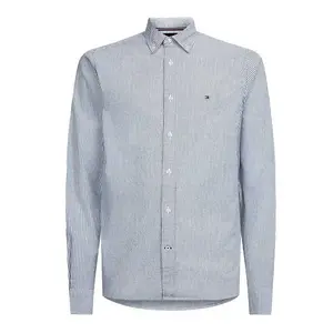 Tommy Hilfiger Рубашка мужская серо-зеленая в белую полоску