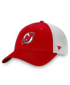 Мужская красная/белая кепка New Jersey Devils Slouch Core Primary Logo Trucker Adjustable Hat Fanatics