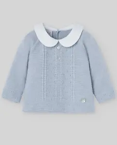 Детский вязаный жилет с текстурой коллекции Ежики Paz Rodríguez, светло-голубой