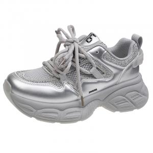 Женские дышащие низкие кроссовки на массивной подошве King Jinmai, Silver
