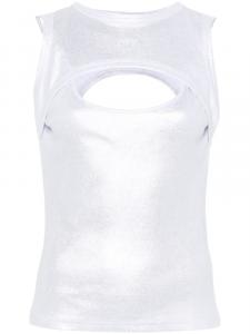 Off-White топ в рубчик, серебряный