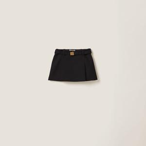Мини-юбка из грана-пудры MIU MIU, черный