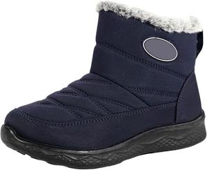 Уличные снежные ботинки унисекс для женщин и мужчин, с хлопковой подкладкой, высокой голенью, водонепроницаемые, с нескользящей теплой мягкой резиновой подошвой, ботинки для снега до щиколотки Generic, Blue