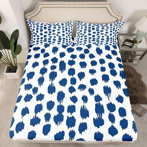 Erosebridal Комплект постельного белья Navy Blue White с абстрактным геометрическим принтом в стиле бохо, Navy Blue White