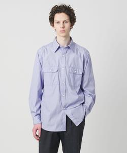 Рубашка в полоску District с двумя карманами и обычным воротником United Arrows, цвет Lt.Blue