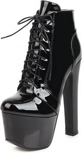 Женские ботильоны KiutSymo с шнуровкой, платформой, высоким каблуком, круглым носком, готическим массивным каблуком и молнией сбоку, готические боевые ботинки, Black