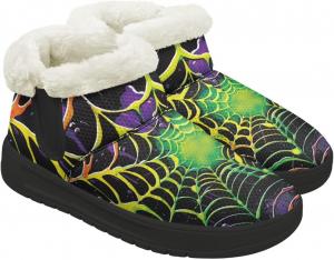 Зимние женские ботинки без шнурков, ботинки на снег, теплые кроссовки, слипоны, толстый каблук, удобная подошва из ЭВА Chririnla, Gothic Spider Web