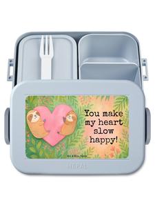 Mr. & Mrs. Panda Ланчбокс с изображением сердечка в виде ленивца и надписью пастельно-голубого цвета