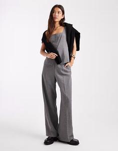 Широкие брюки серого цвета Miss Selfridge