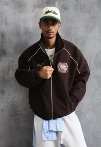 Легкая куртка из фетра с нашивкой Bershka, Dark Brown