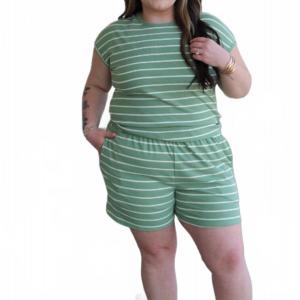 Модный и милый полосатый топ в цвете шалфей/белый Adrienne