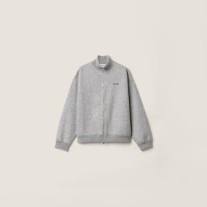 Кардиган на молнии из кашемира и джерси MIU MIU, серый