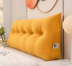 Клиновидная подушка для изголовья BILYANI, желтая, 120x50x20 см, моющаяся