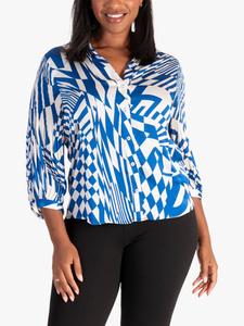 Рубашка с абстрактными геометрическими завитками chesca, цвет Royal Blue/White