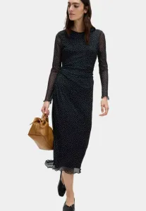 Платье-Футляр средней длины с принтом в горошек Marks & Spencer, Black