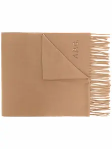 Шерстяной шарф с вышитым логотипом A.P.C., коричневый