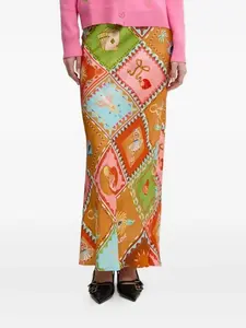 Юбка макси с принтом пэчворк от Soller Dorris NEVER FULLY DRESSED, оранжевый