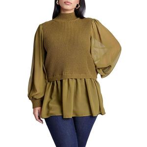 Женский свитер plus size с шифоном Eloquii, Fir Green