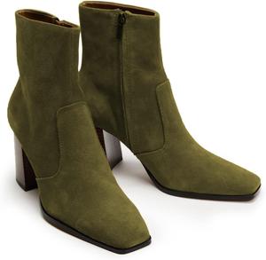 Женские сапоги FOWT с квадратным носком до середины голени, высокие массивные каблуки, ботильоны на шнуровке, замшевый верх, боковая молния, для улицы, повседневной моды, работы и поездок, размер 4-16 M US, Green