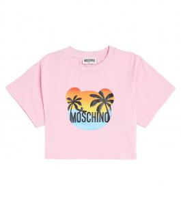 Футболка из хлопкового джерси с принтом Moschino Kids, Sweet Pink