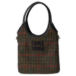 MIU MIU Тканевая наплечная сумка через плечевая сумка женская сумка тёмно-зелёная и чёрная