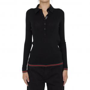 Вязаный джемпер с полосками GUCCI, черный