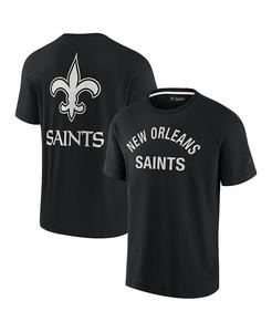 Мужская и женская черная супермягкая футболка New Orleans Saints с коротким рукавом Fanatics Signature, черный