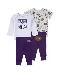 Комплект для новорожденных Baltimore Ravens Turn Me Around из 3 предметов: боди и штанишки для мальчиков и девочек Wear By Erin Andrews