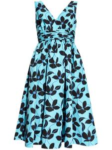 Kate Spade платье миди с цветочным принтом и V-образным вырезом, синий