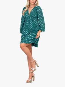 Мини-платье с фольгированным принтом Lovedrobe, Green/ Gold Print