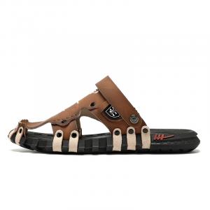 PLAY COBBLER Мужские противоскользящие домашние тапочки с закрытым носком и простроченной резиновой подошвой коричневые, цвет Brown