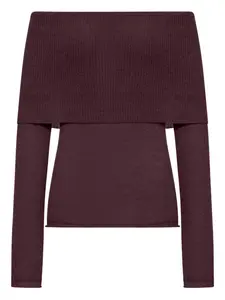 Свитер в рубчик с вырезом-лодочкой Roberto Collina, красный