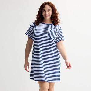 Платье-футболка большого размера из махрового полотенца Sonoma Goods For Life, цвет indigo blue stripe