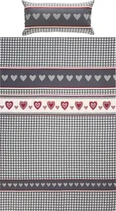 Постельное белье серо-красно-белое 1x 155x220 см + 1x 40x80 см Erwin Müller