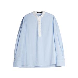 ELLE Рубашка женская синяя Stand Collar Moderate