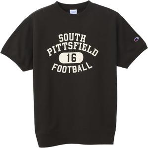 Мужская толстовка Champion с коротким рукавом, C3-B018, произведено в США, хлопок, обработка ткани, графический принт, круглый вырез, черный