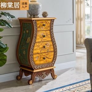 Liutangju Комод 50х35х88 см для прихожей из массива дерева, 4 ящика, американский стиль, полностью собран