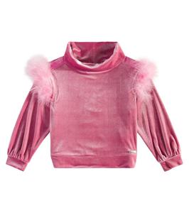 Верх с отделкой из перьев Monnalisa, цвет blush