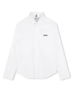 Детская хлопковая рубашка Boss Kidswear, белый