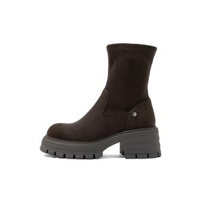 COMELY Женские тянущиеся сапоги-носочки черные/коричневые - черные (на флисовой подкладке), цвет Black (Fleece-Lined)