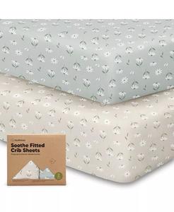 Простыни для детской кроватки Soothe, 2 шт. Нейтральные, органические простыни для детской кроватки, подходят для стандартного детского матраса KeaBabies, мультиколор