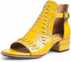 Женские ботильоны FSJ с открытым носком, вырезом и пряжкой, удобные, скуластый каблук, низкие сандалии-блок, размеры 4-15 US, Yellow