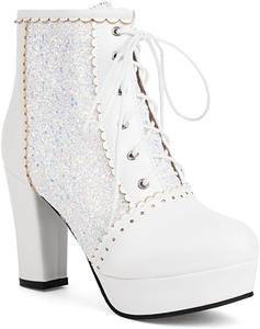 Glglgege Женские осенне-зимние массивные ботильоны на высоком каблуке с блестками для вечеринки, Челси, золотые, серебряные, красные, черные